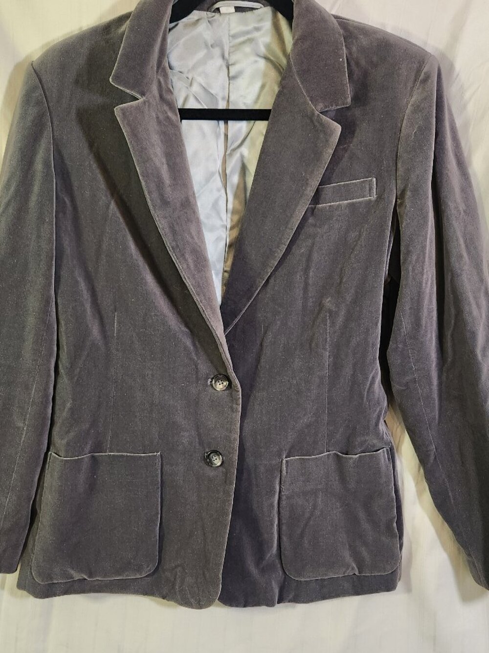 Vintage 80s Sears The Fashion Place Cotton Velvet Blazer Jacket Gray Size 12